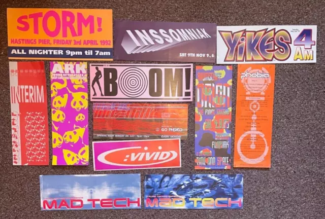 Nice Job Lot/Collection Of 12 Rave Flyers From The Early To Mid 1990'S - Look :)