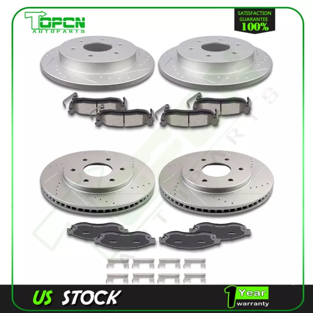 For INFINITI QX56 2004 - 2005 Front and Rear Ceramic Brake Pads & Rotors Drilled