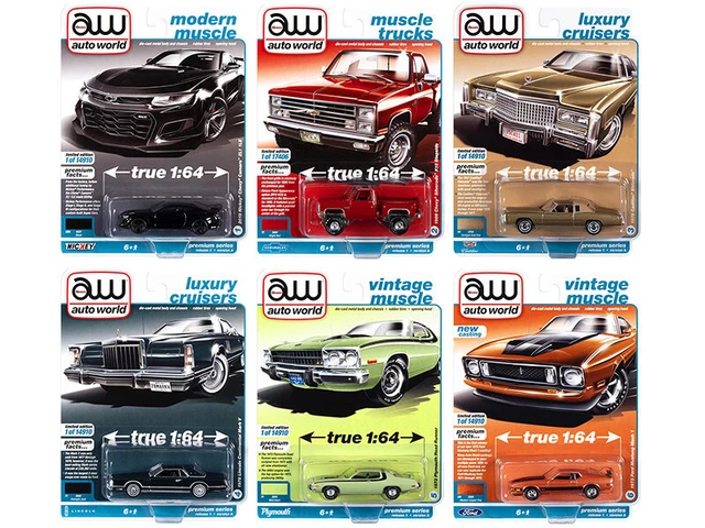 Auto World Premium 2022 Release 1, 6 Pc Set 1/64 Diecast Cars 64352A