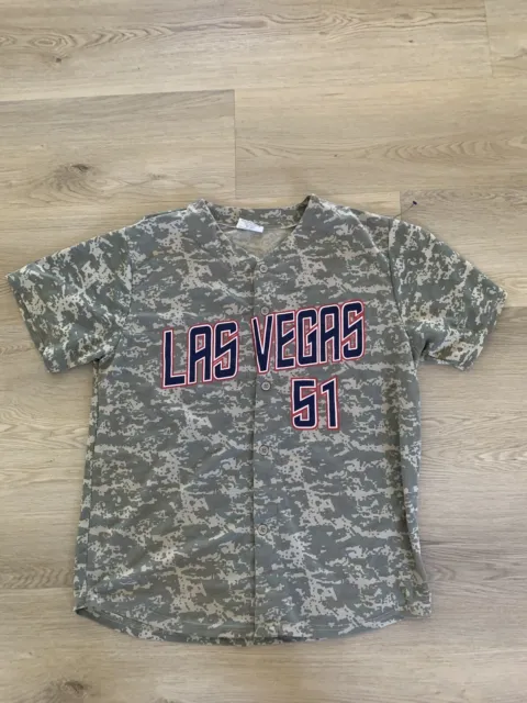Las Vegas 51's Baseball Jersey Men's Size XL Blue Button Up LV  Aloha Alien