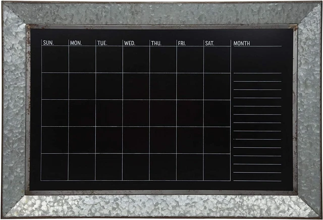 Everly Hart Collection Rustic Galvanized Metal Framed Mount Chalkboard Calendar