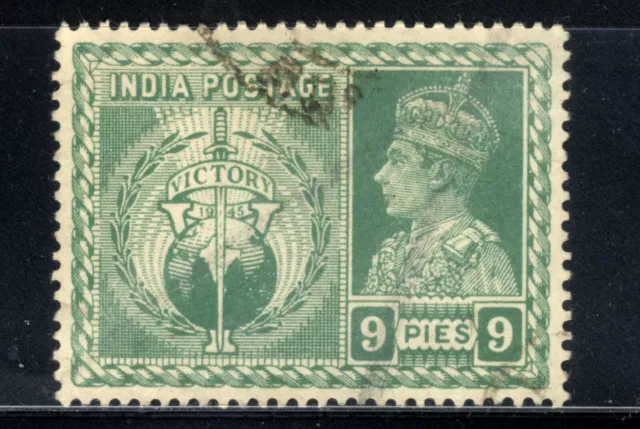 1945 KING GEORGE V1 INDIA VICTORY POSTAGE STAMP 9p  SC 195 A86