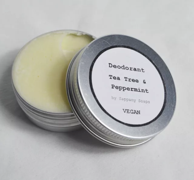 Natural Organic ingredients antiperspirant Deodorant Tea Tree Peppermint vegan