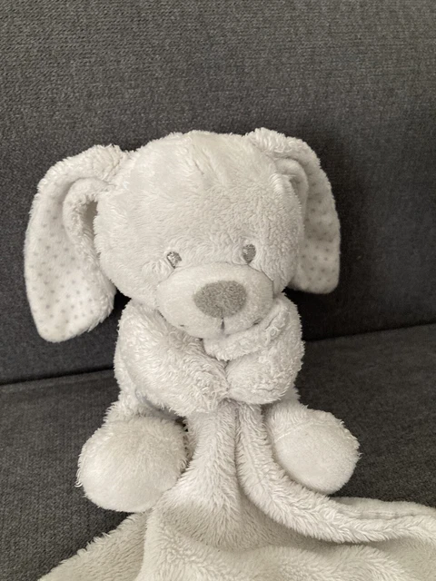 Doudou lapin blanc gris pois mouchoir Mon petit coeur POMMETTE 3