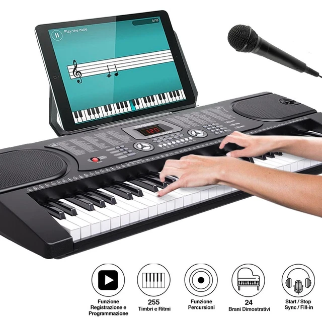 Bakaji Tastiera Musicale Elettrica Con 88 Tasti Pesati Con Meccanica A