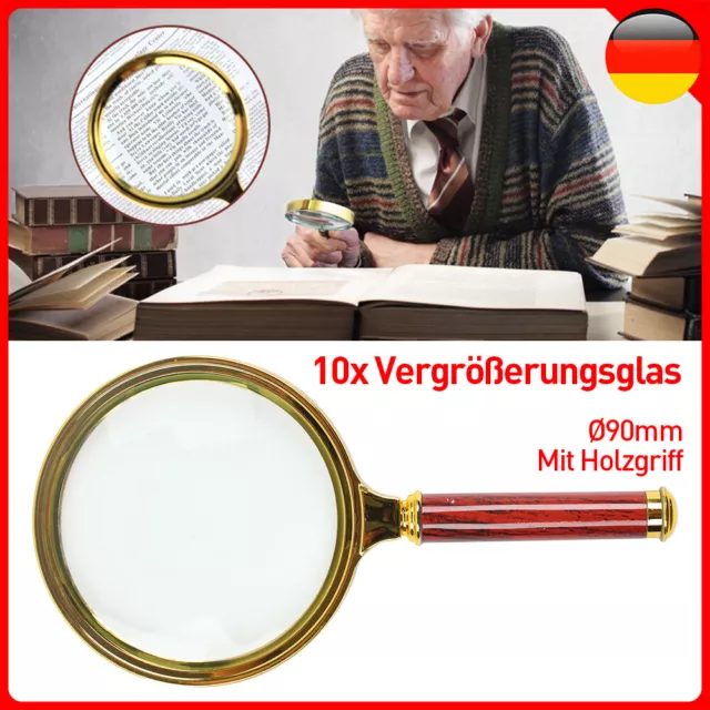 Handlupe 10 Fach 90mm Leselupe Lupe Vergrößerungsglas Lesehilfe Vergrößerung DE