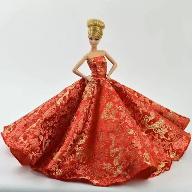 Popular Barbie Doll sized Cloth/Accesorry@@1 pc Fashion Gown+1 HAT@ON SALE.Gift