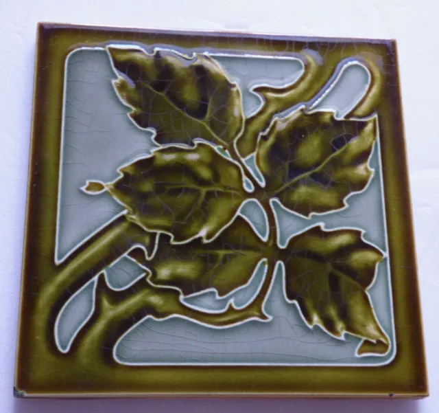 703 Extremly Rare Villeroy & Boch DRESDEN Geometric Art Nouveau Tile Rose leaves