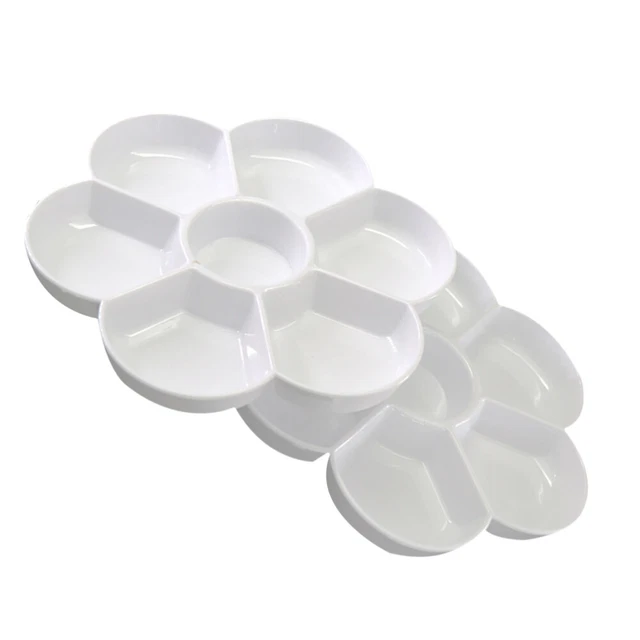 11 Pozzetti Vernice Vassoio Tavolozza,4pz Rotondo,Bianco