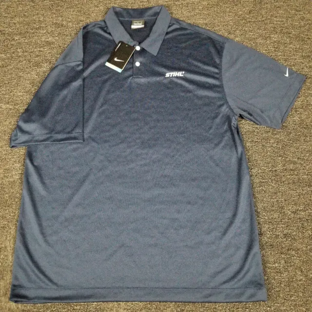 Nike Golf Polo Shirt Mens XL Blue Dri Fit Preppy Casual STIHL Embroidered Top