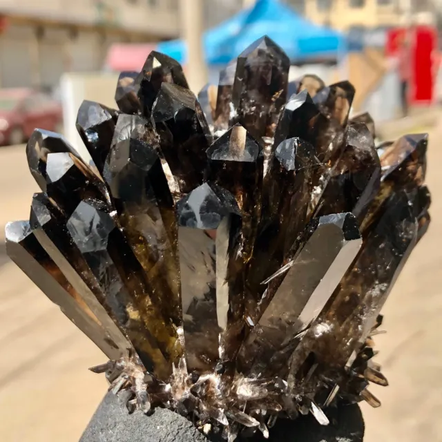 498g  New Find Black Phantom Quartz Crystal Cluster Mineral Specimen Healing
