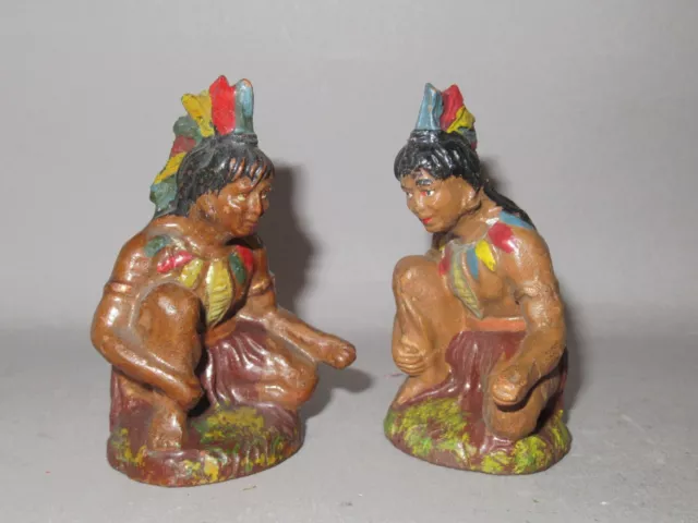 2 alte Elastolin Wild West Figuren Indianer 10 cm Serie