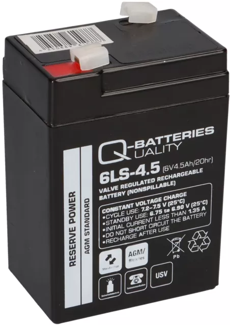 Blei Akku 6V 4,5AH AGM GEL Batterie USV ersetzt 5Ah 4Ah 6Volt LC-R064R5P Battery