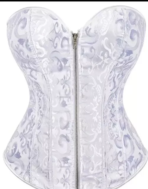 STRAPLESS ZIPPER CORSET Bustier, Tummy Control Lace Up Jacquard Body ...