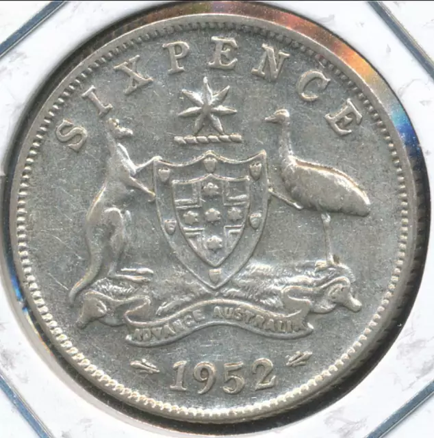 Australia, 1952 Sixpence, 6d, George VI (Silver) - Extra Fine