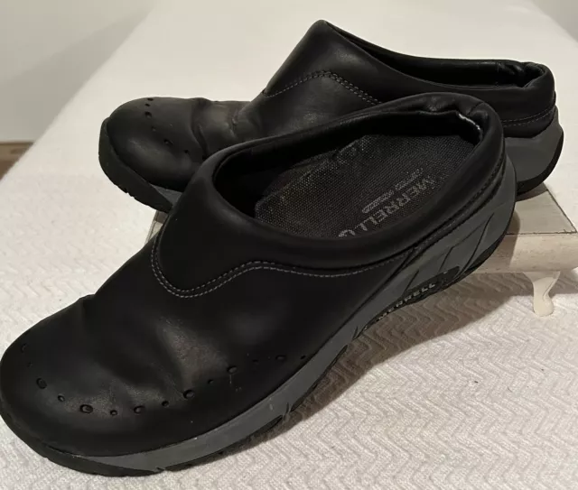 Merrell Encore Blip Slip on Shoes Womens Size 9 Casual Black Leather Mules Clogs