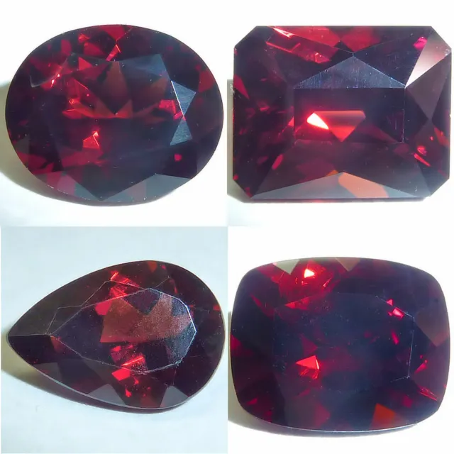 Natural Garnet Red Oval, Emerald, Pear, Cushion Faceted Loose Gems Fine Cut AAA