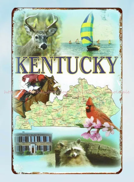 Kentucky travel tourist map metal tin sign house bedroom design