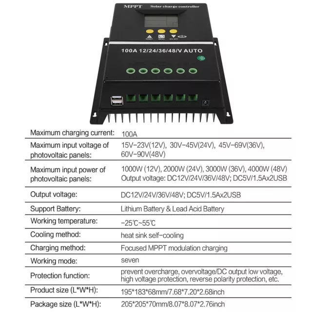 MPPT Solar Charge Controller Batteries Panel Dual Battery Regulator 7 Modes 2