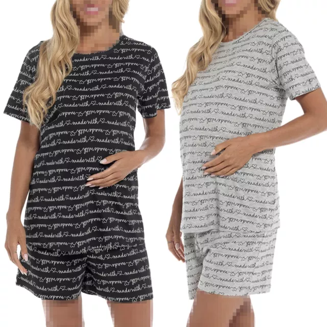 A2Z Ladies Maternity Shorts Pyjamas Set Printed Pregnancy Nightwear PJS Set