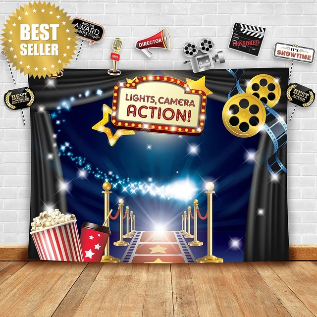 Video Studio Backdrops HOLLYWOOD - MOVIE Theme Photography Backdrop and Studio Props DIY Kit ...