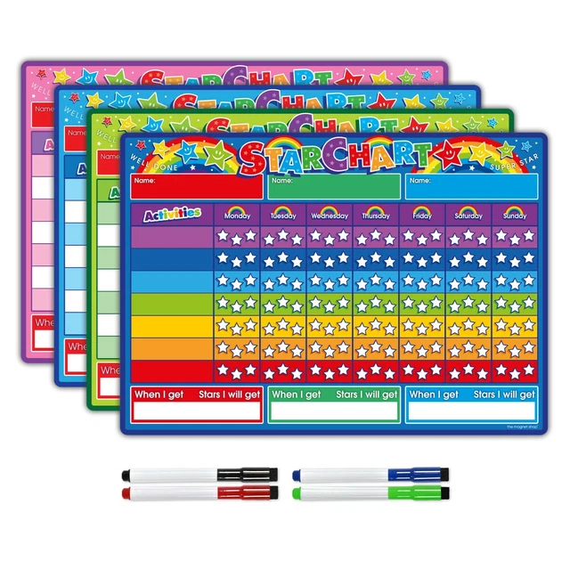 REUSABLE MAGNETIC DRY Wipe Behaviour Reward Chart for Kids Children ...