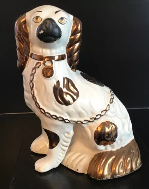 Stunning Vintage Staffordshire Wally Mantle Spaniel Dog 8” High Collectible