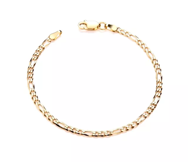 9ct Yellow Gold on Silver 6.5 inch Figaro Curb Baby Bracelet Child's Boys Girls