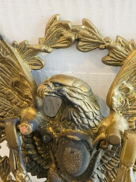 Antique Victorian Solid Brass Hand Forged Patriotic Eagle Door Knocker 8.5" T 2