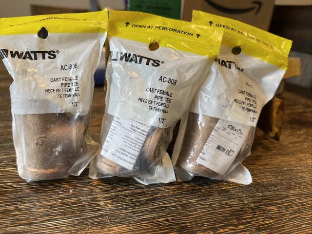 Watts Brass Cast Female Pipe Tee 1/2" LOT of 3 Sealed 2003 vintage brass AC-808