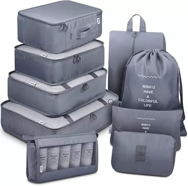 9 Set Packing Cubes for Travel, Luggage Suitcase Organizer,With Shoe Bag,