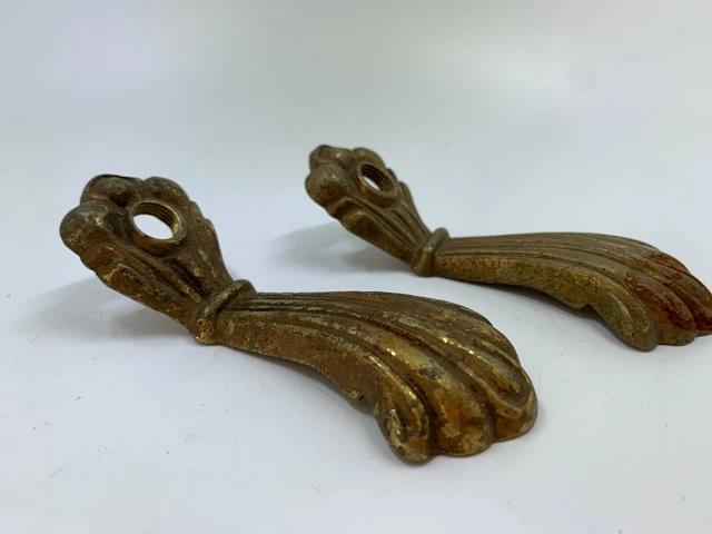 Antique Cast Brass Wall Sconce light fixture arms Art Deco Ornate 2 matching pr 3