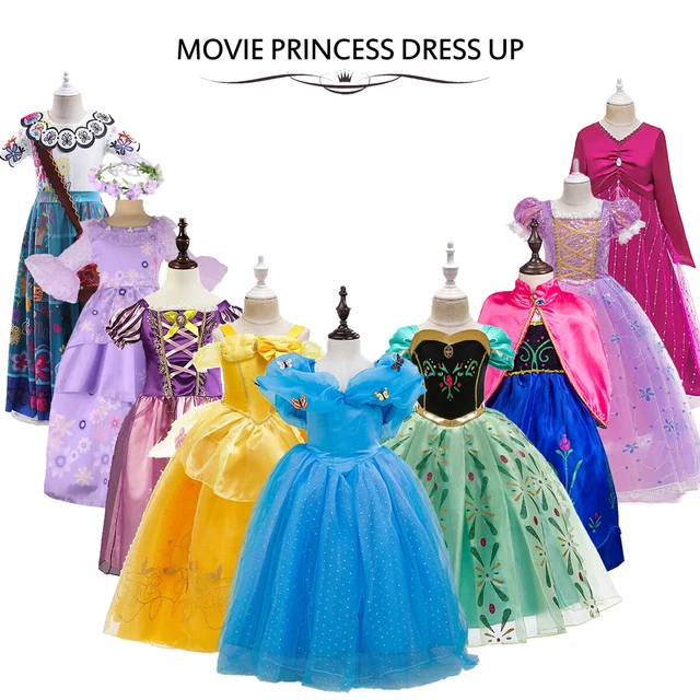 Girls Cinderella Rapunzel Frozen Elsa Anna Dress Up Party Costume Birthday Gift