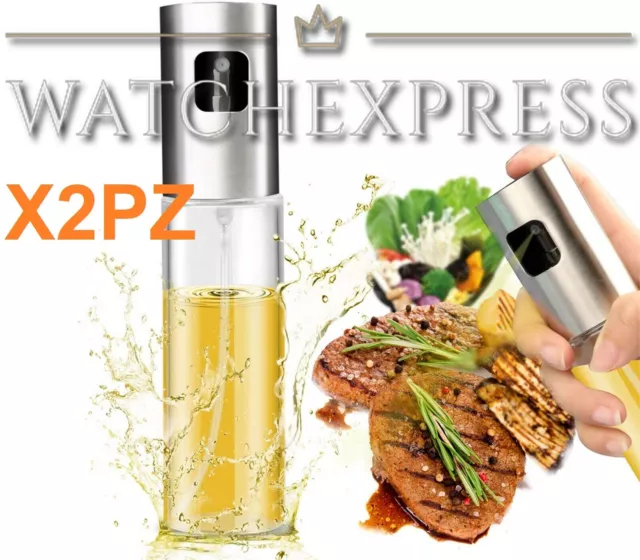 X2 Spray Olio Per Friggitrice Aria Spruzzino Bottiglia Vetro Spruzzatore Condire