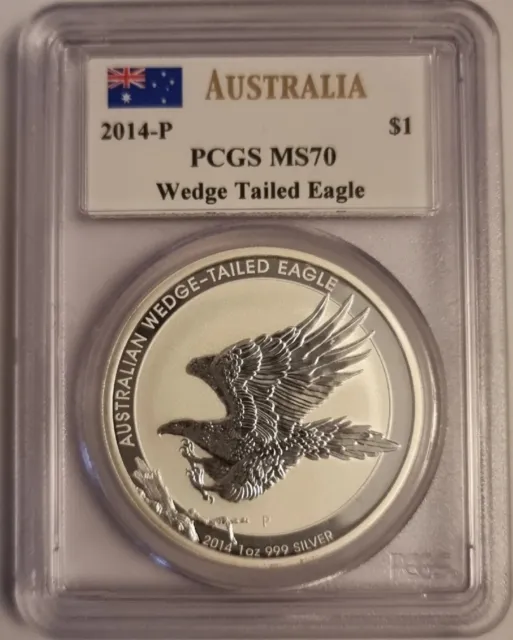 2014p Perth Mint Australia 1 oz First Australian Wedge Tailed Eagle MS70 PCGS