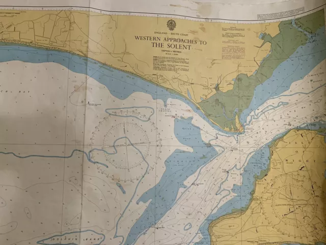 ADMIRALTY SEA CHART ENGLAND SOUTH COAST WESTERN APPROACHES TO THE SOLENT 1980s 3