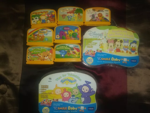 V.Smile Baby 11 Game Lot Mickey, Noah's Ark, Baby Einstein, Teletubbies &  More