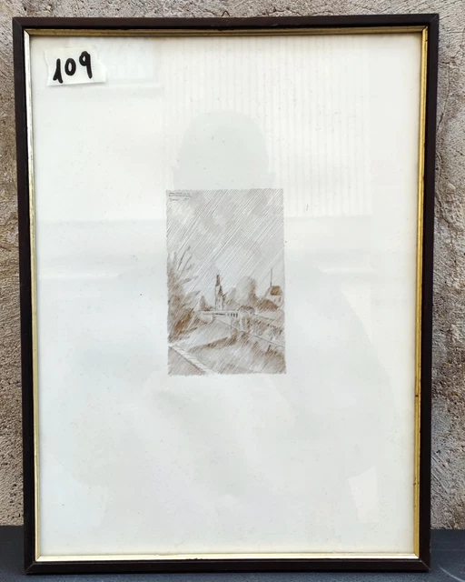 Quadro Disegno A China Campanile Firmato Ritmaster Vintage