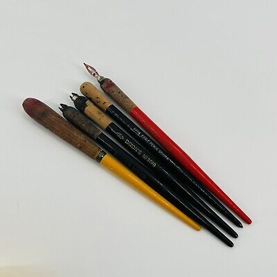 Lot Of 5 Vtg Dip Nib Pen Holders Calligraphy Wood & Cork Faber Eagle - Lot 8