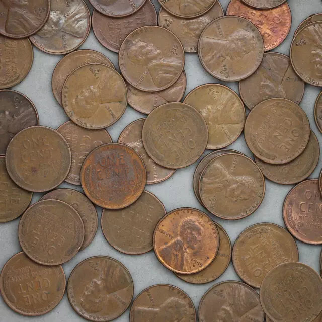 1955 D Lincoln Wheat Cent Roll 50 Circulated Pennies US Coins