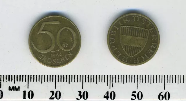 Austria 1960 - 50 Groschen Aluminum-Bronze Coin - Austrian shield - #1 3