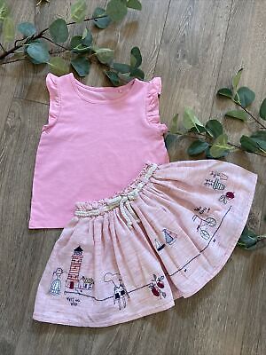 NEXT girls Pink Top & Pretty Skirt Outfit Set Age 2-3 Years
