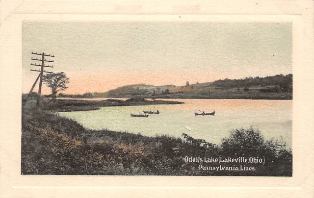 J65/ Lakeville Ohio Postcard c1910 Odell's Lake Boating  61
