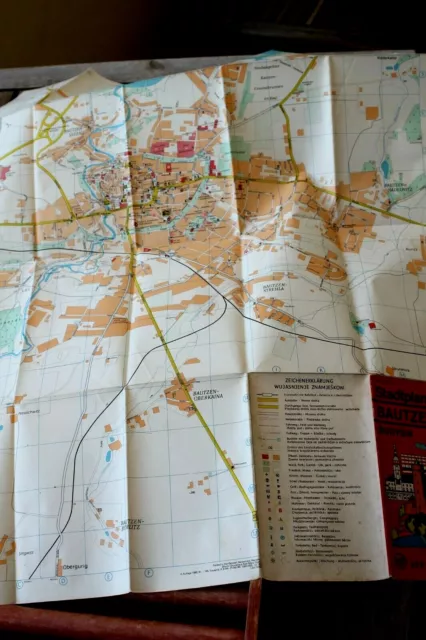 7201 Stadtplan city-map Bautzen DDR 1.10.000  1980 Landkarte mit Straßenverzeich 2