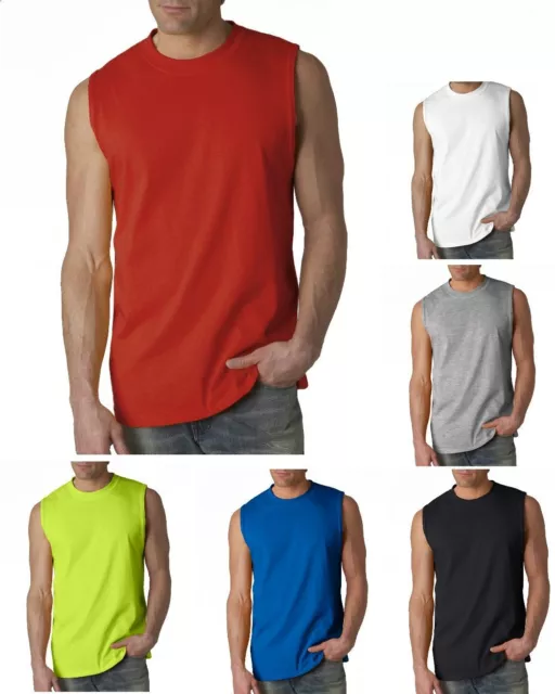 GILDAN Men's Size S-XL 2XL Ultra Cotton Sleeveless Muscle Sports T-Shirt G2700