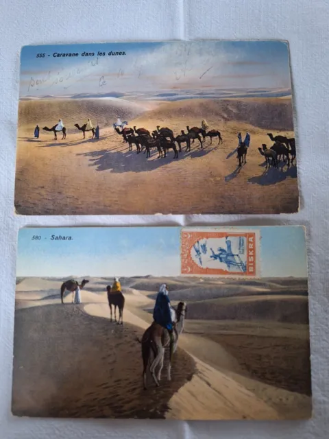 Afrique Du Nord, 2 Cartes Postales Lenhert Et Landrock,  Sahara, Dunes