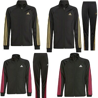 Adidas Girls 3-Stripes Tracksuits Full Zip Jacket Top Track Pant Bottoms Trouser
