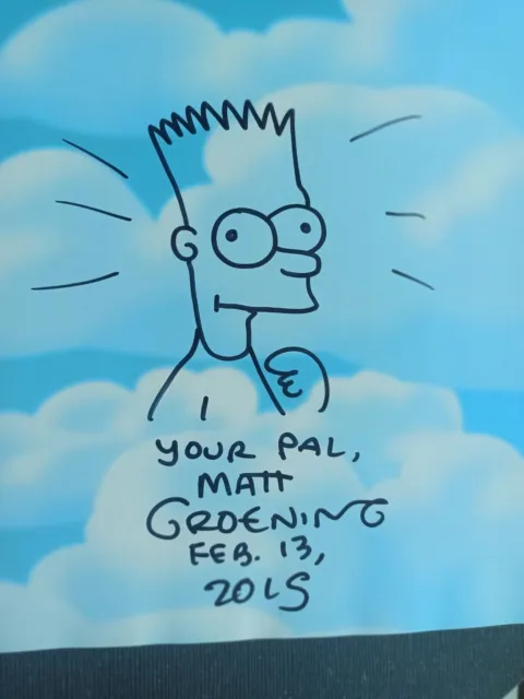 Signed MATT GROENING 1st.ed"The Simpsons Family Story" w/HAND DRAWN SKETCH w/COA
