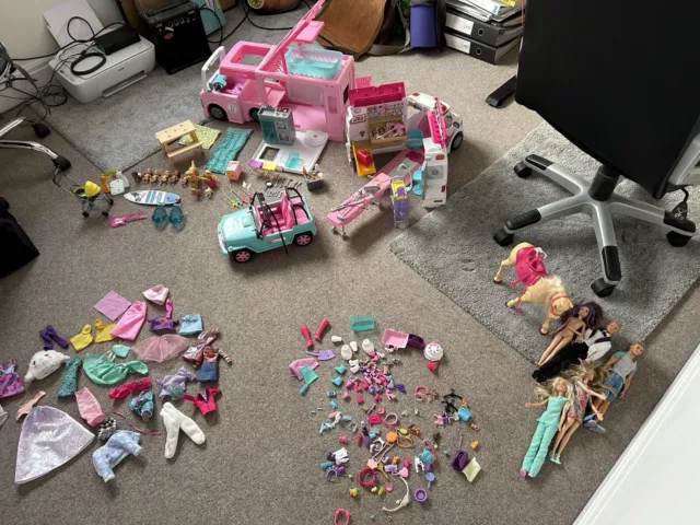 BARBIE DOLL BUNDLE including Ambulance Jeep Camper Horse and more 10.00 PicClick UK