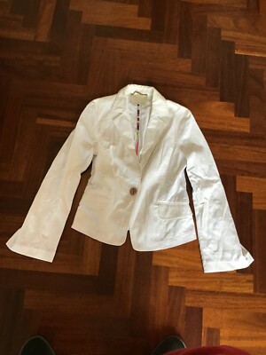 Byblos Giacca da donna elegante Blu Byblos Maglia cotone bianca Jacket Jacke Taglia 42 